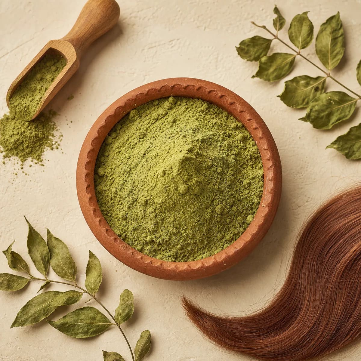 Henna powder for hair in labelled, resealable packaging