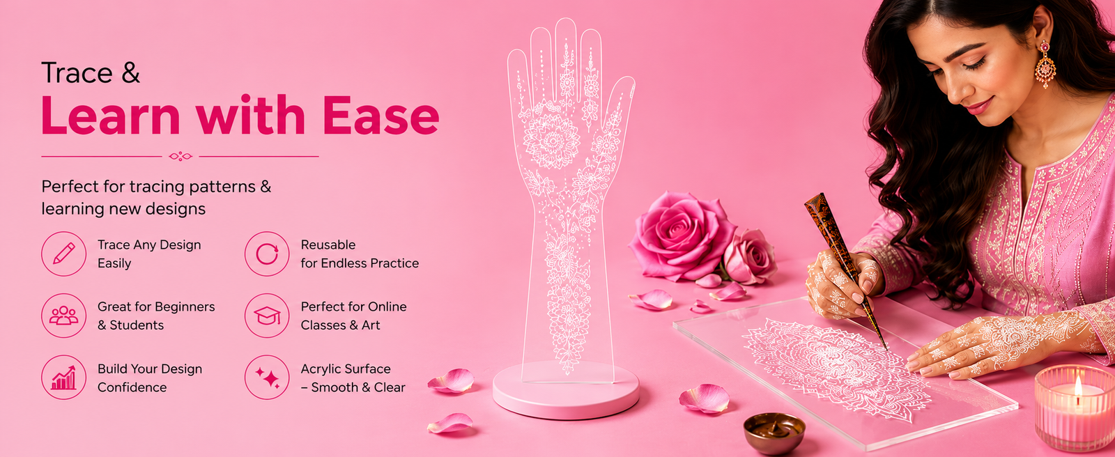 Acrylic Henna Practice Hand (Transparent) brand banner