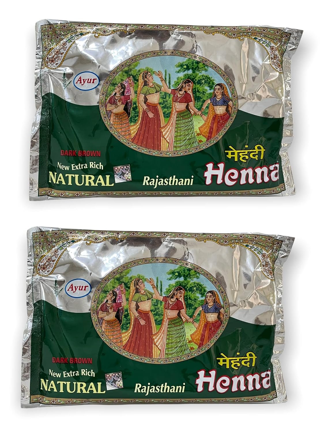 Ayur Herbal Rajasthani Henna Mehndi Powder (Dark Brown) (Pack Of 2), Each 150 - photo 1