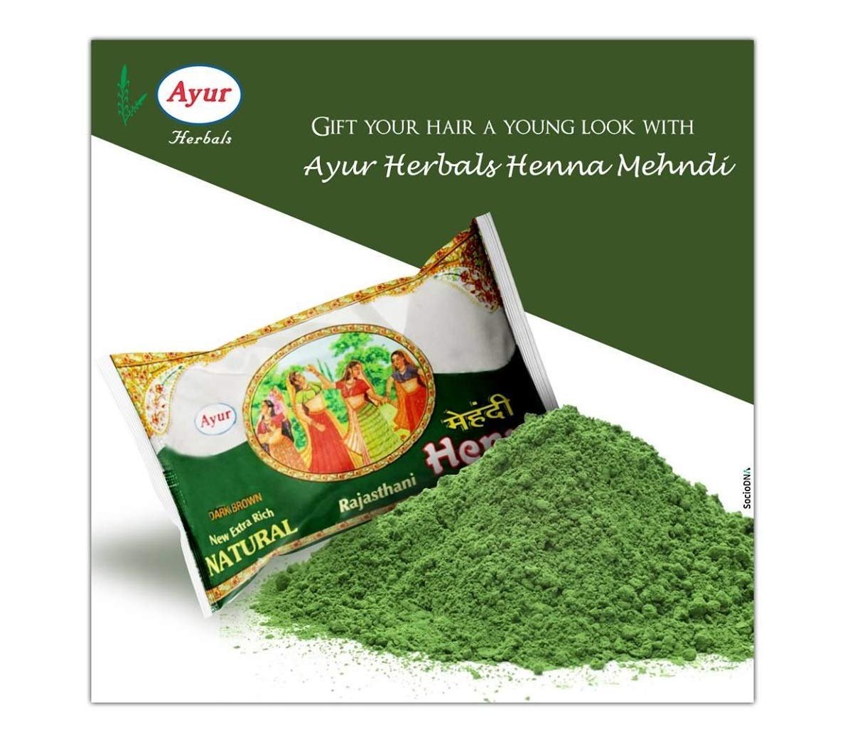 Ayur Herbal Rajasthani Henna Mehndi Powder (Dark Brown) (Pack Of 2), Each 150 - photo 5