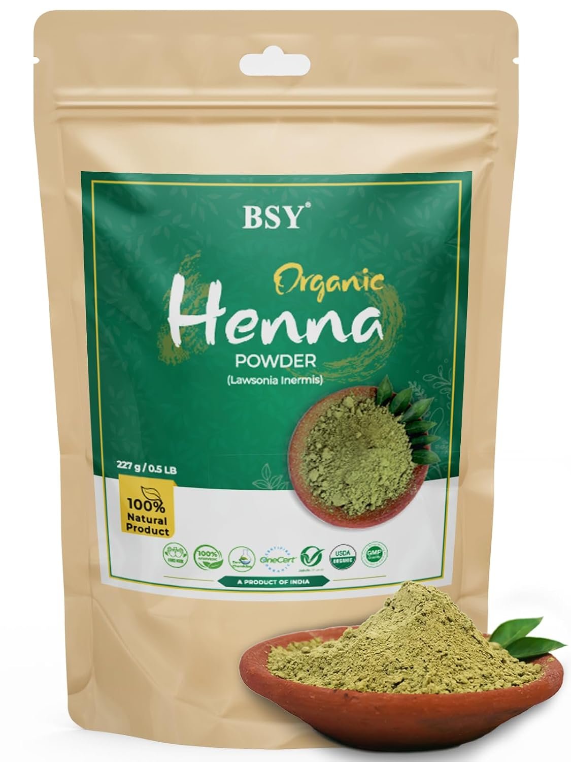 BSY Organic Indigo Powder and Henna Powder Hair Color Combo Kit, Natural Hair Coloring Agent - photo 2