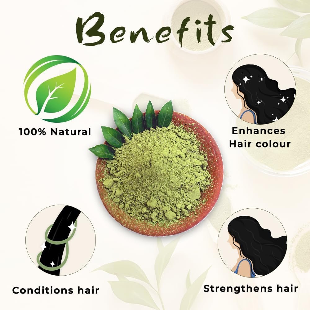 BSY Organic Indigo Powder and Henna Powder Hair Color Combo Kit, Natural Hair Coloring Agent - photo 3