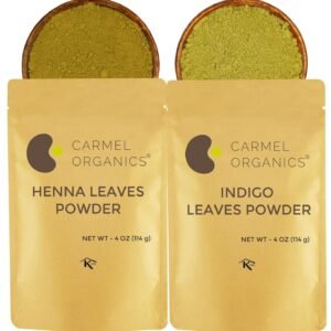 CARMEL ORGANICS Hair Color Henna & Indigo Leaves Powder Combo 4 Oz Each - photo 1