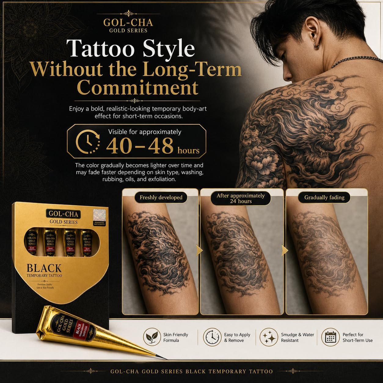 Gold Series Black Temporary Tattoo Cones, Pack of 4 - photo 3