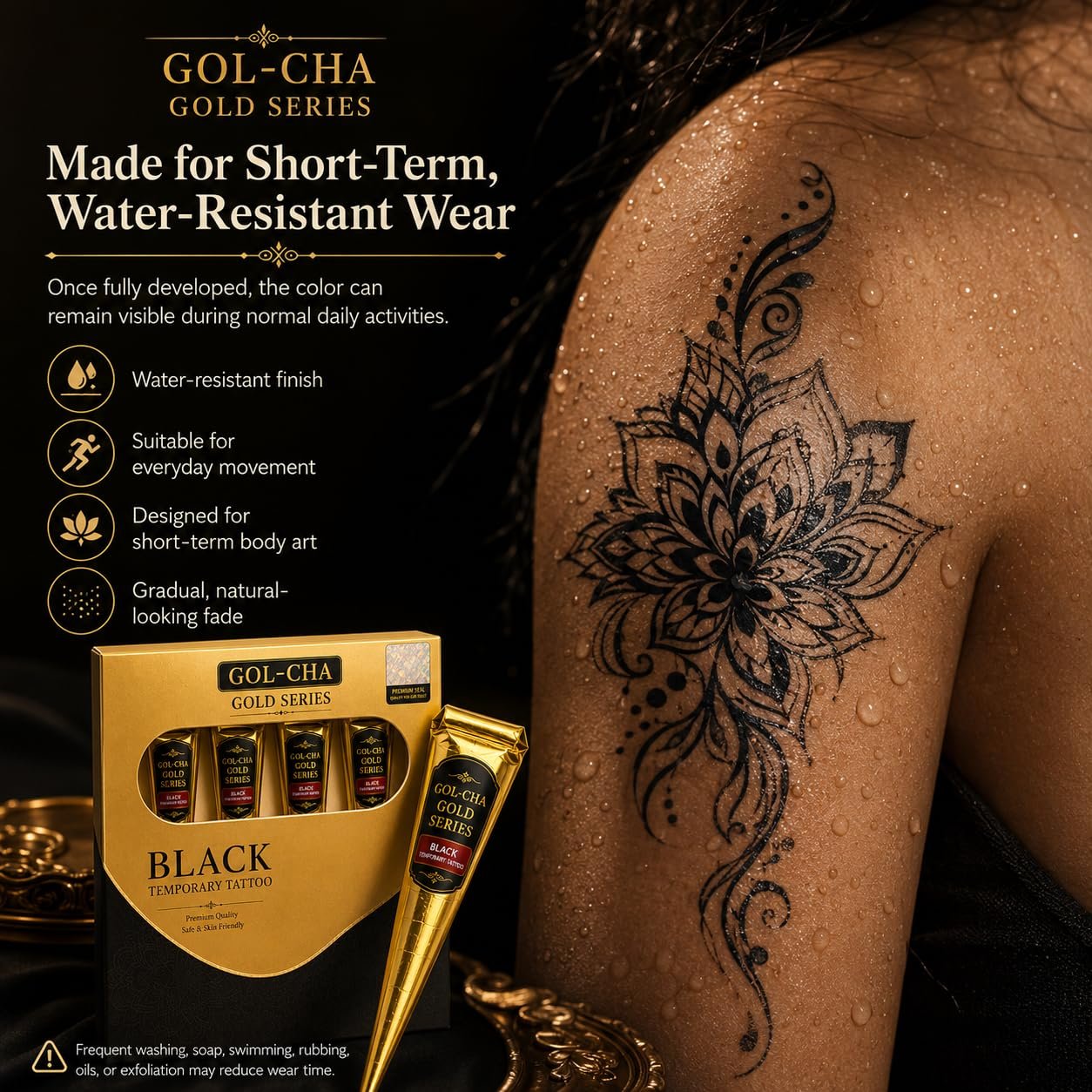 Gold Series Black Temporary Tattoo Cones, Pack of 4 - photo 5