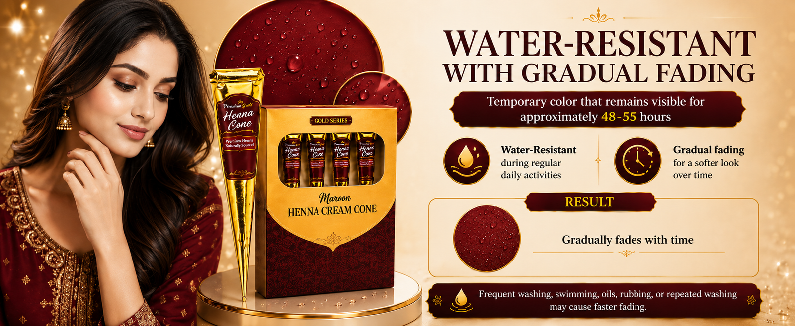 Golecha Gold Henna Cones Maroon, Pack of 4 brand banner