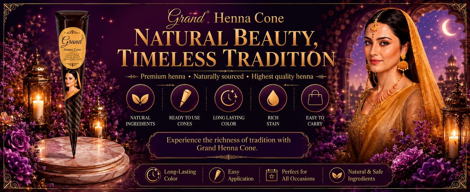 Golecha Natural Henna Cones, Pack of 6 x 30g brand banner