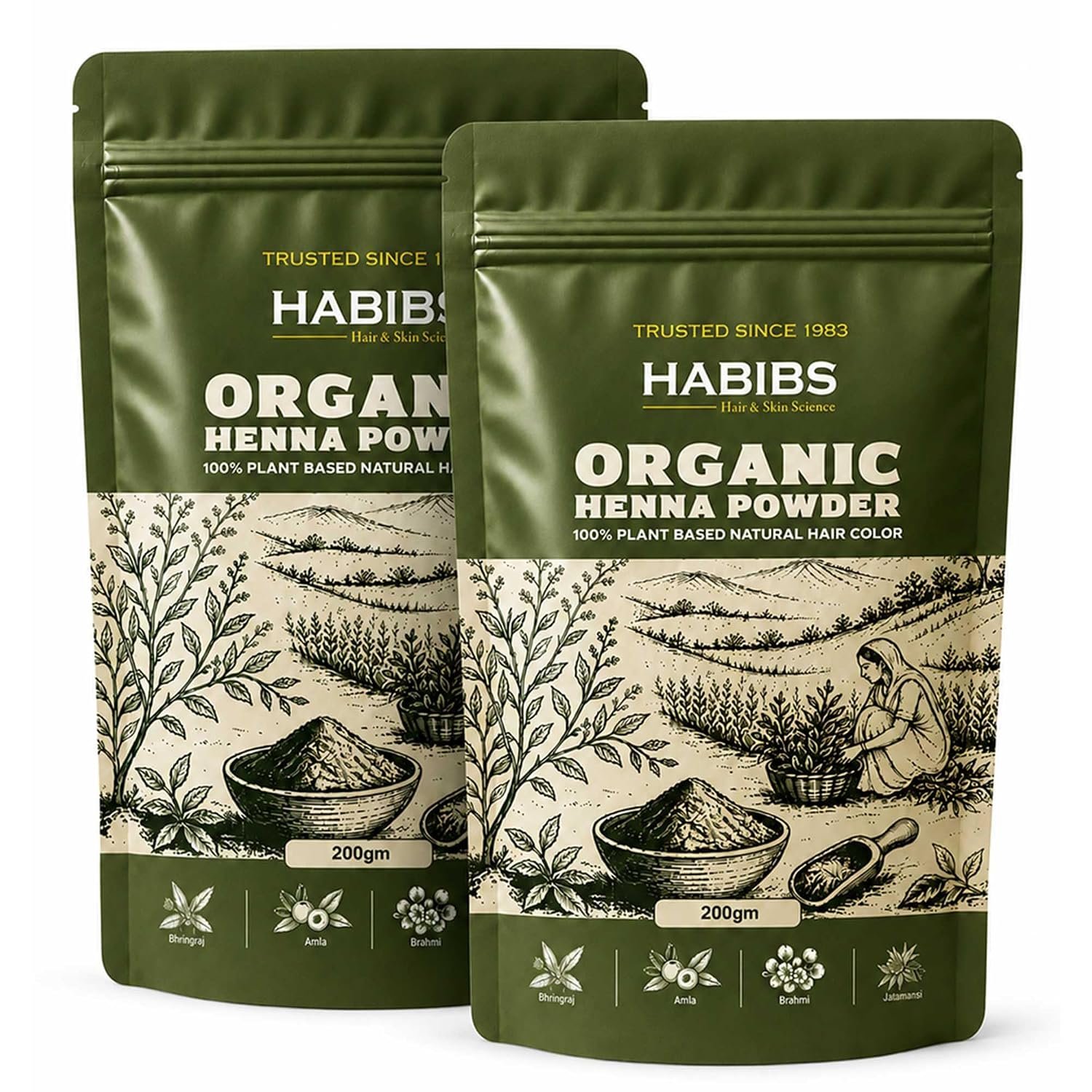 Habibs Henna Mehendi Powder | Enriched with Bhringraj, Amla, Brahmi, Jatamansi - photo 1