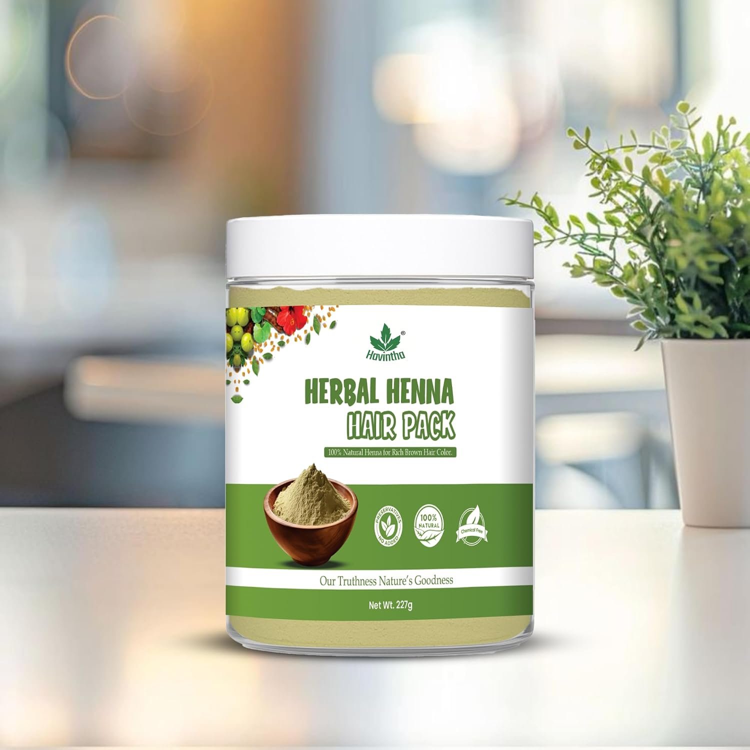 Havintha Herbal Henna Hair Pack 11 Herbs Mix Mehandi Powder | Natural Hair Color, Shine - photo 2
