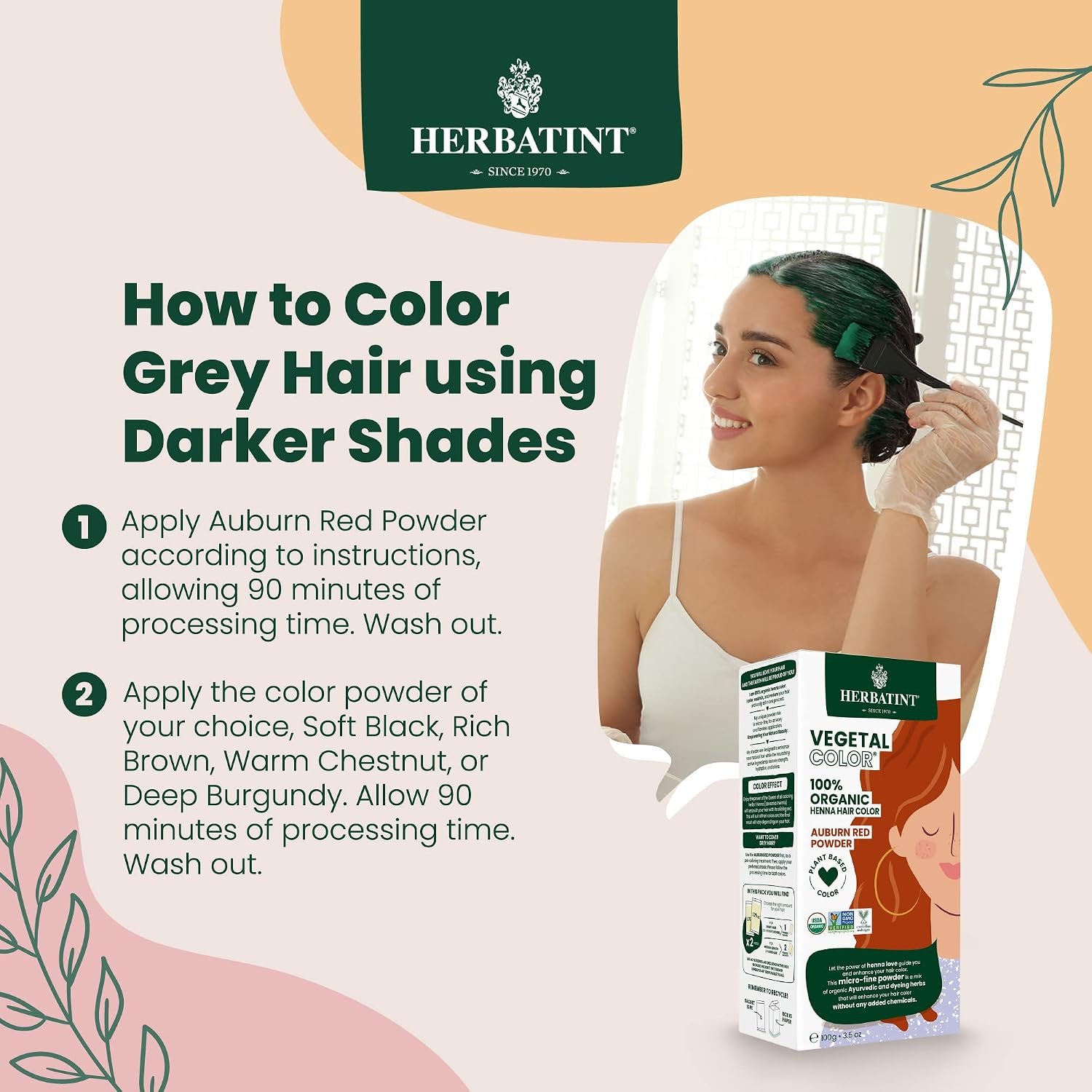 Herbatint Henna Color Rich Brown Hair Dye, Plant-Based Hair Color - photo 4