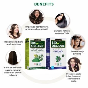 INDUS VALLEY BIO ORGANIC 100% Pure and Natural Indigo Powder and Herbal Henna Powder Combo - photo 1