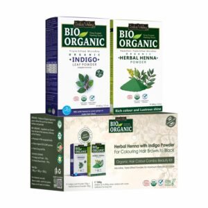 INDUS VALLEY Bio Organic 100% Pure Indigo Powder & Herbal Henna Powder Hair Color Combo Kit for - photo 1
