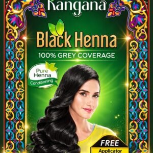 Kangana Black Henna Powder with Amla & Aloe Vera, Grey Coverage, 6 Pouches - photo 1