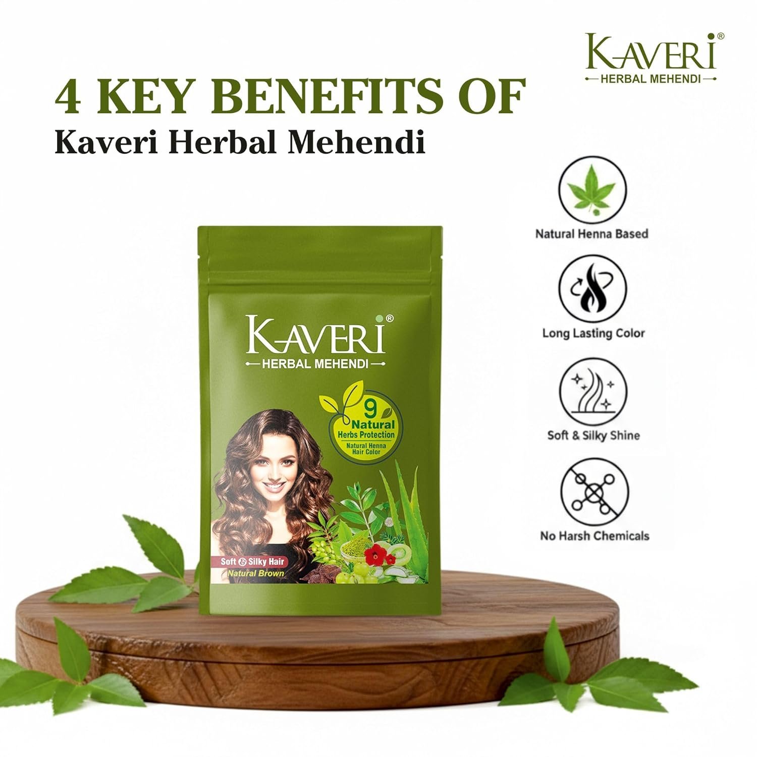 Kaveri 9 Herbs Natural Brown Hair Color, Pack of 20 (15 g) - Ammonia Free Herbal Henna Hair Dye for Grey Cover - photo 5