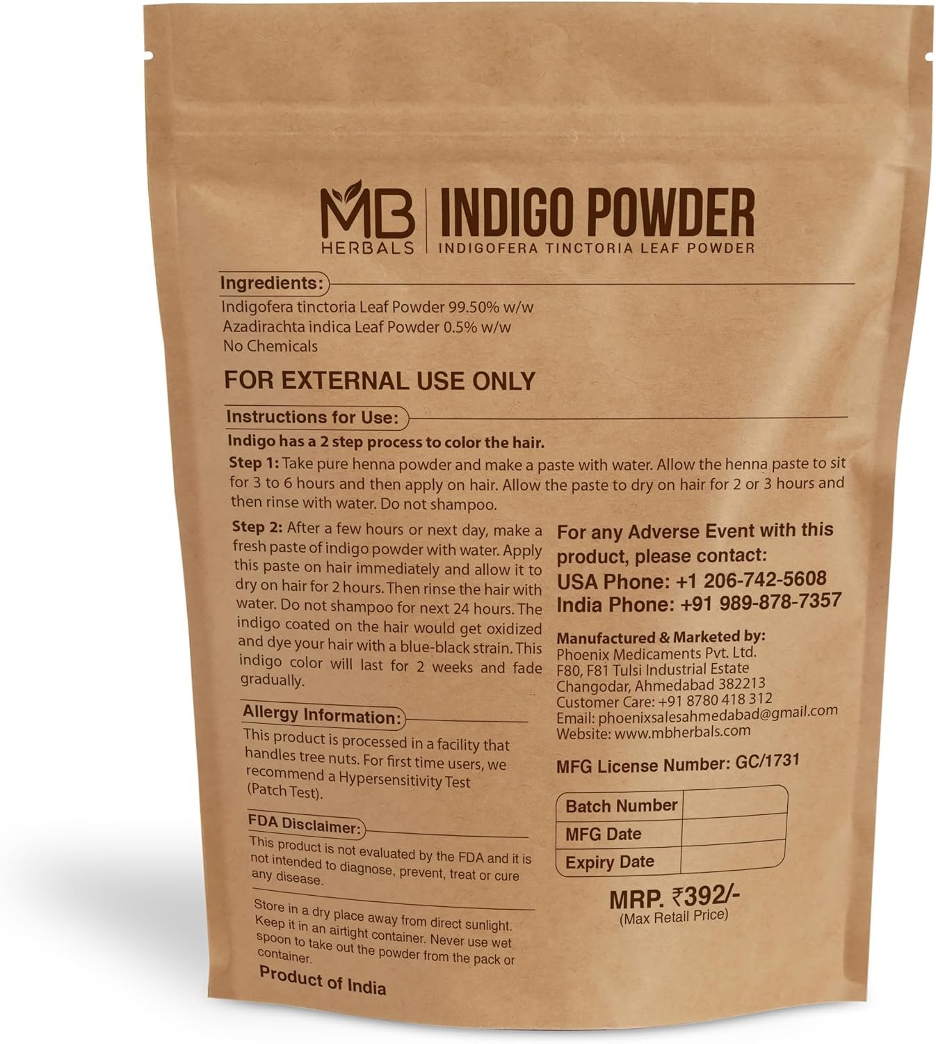 MB Herbals Indigo Powder 8 oz / 227 Gram (0.5 LB) - photo 2