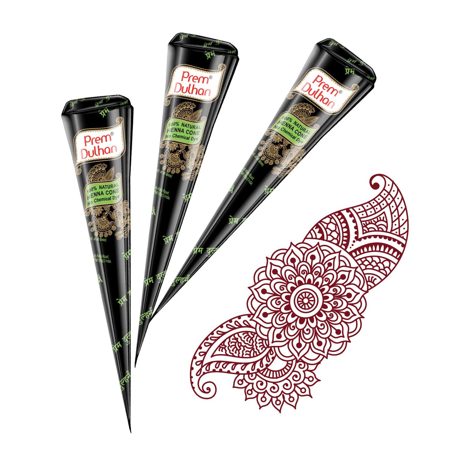 Prem Dulhan Natural Henna Based Mehendi Cones 1 Box Pack of 12 Cones - photo 5