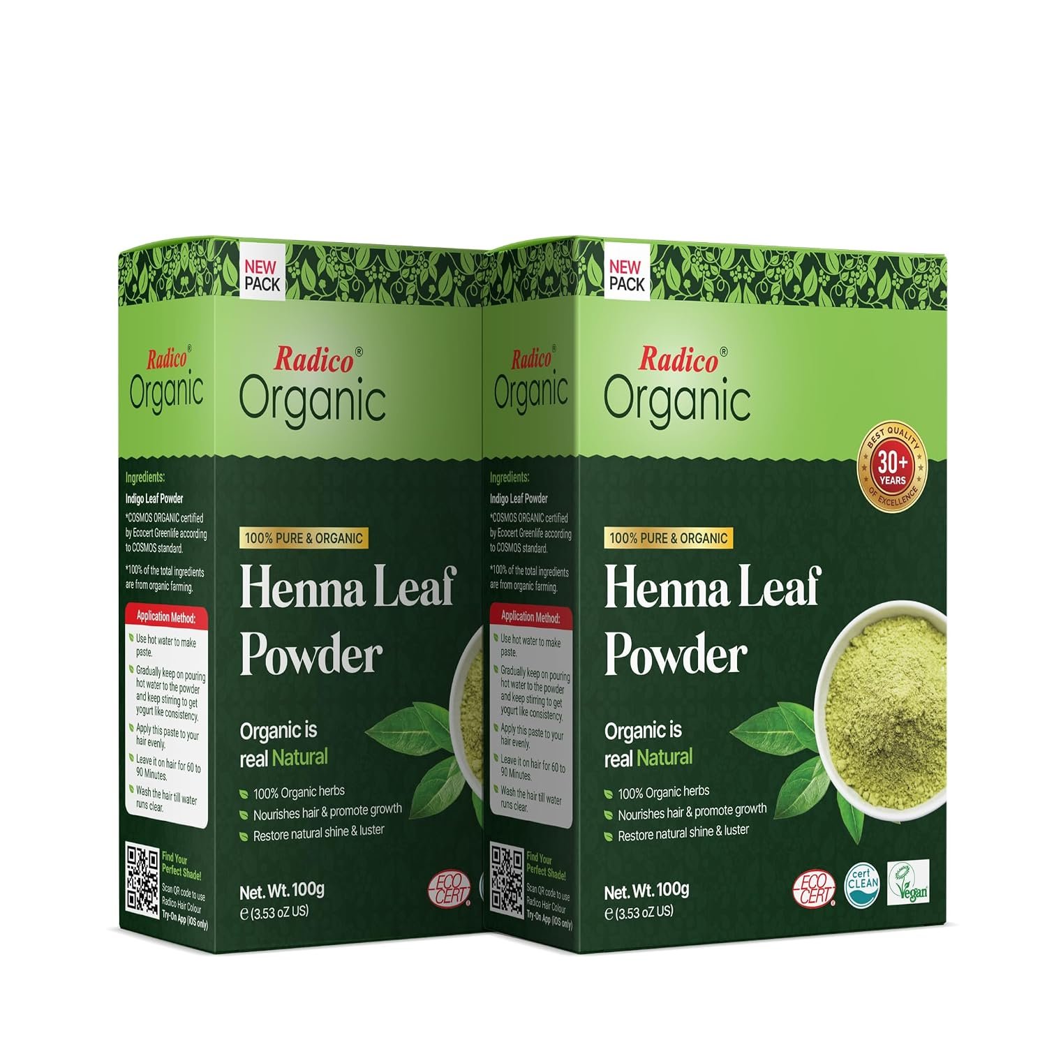 Radico Organic Henna Powder - 100% Organic, 100% Natural Herbs For Soft - photo 1