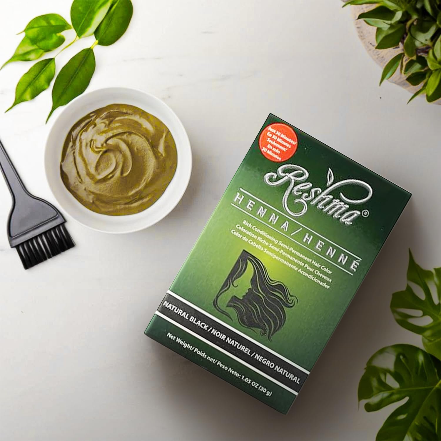 Reshma Beauty 30 Minute Henna Hair Color Infused with Plant-Based Lawsonia Inermis 100% Gray - photo 2