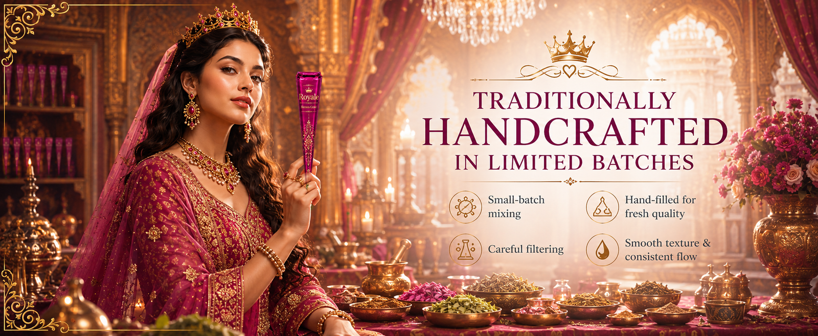 Royal Ready-to-Use Mehndi Henna Cones brand banner