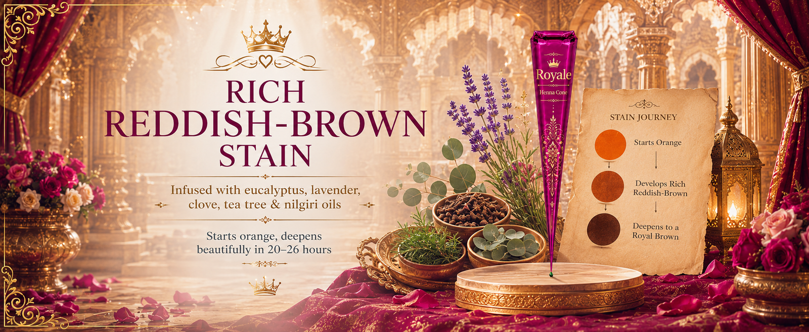 Royal Ready-to-Use Mehndi Henna Cones, Pack of 6 brand banner