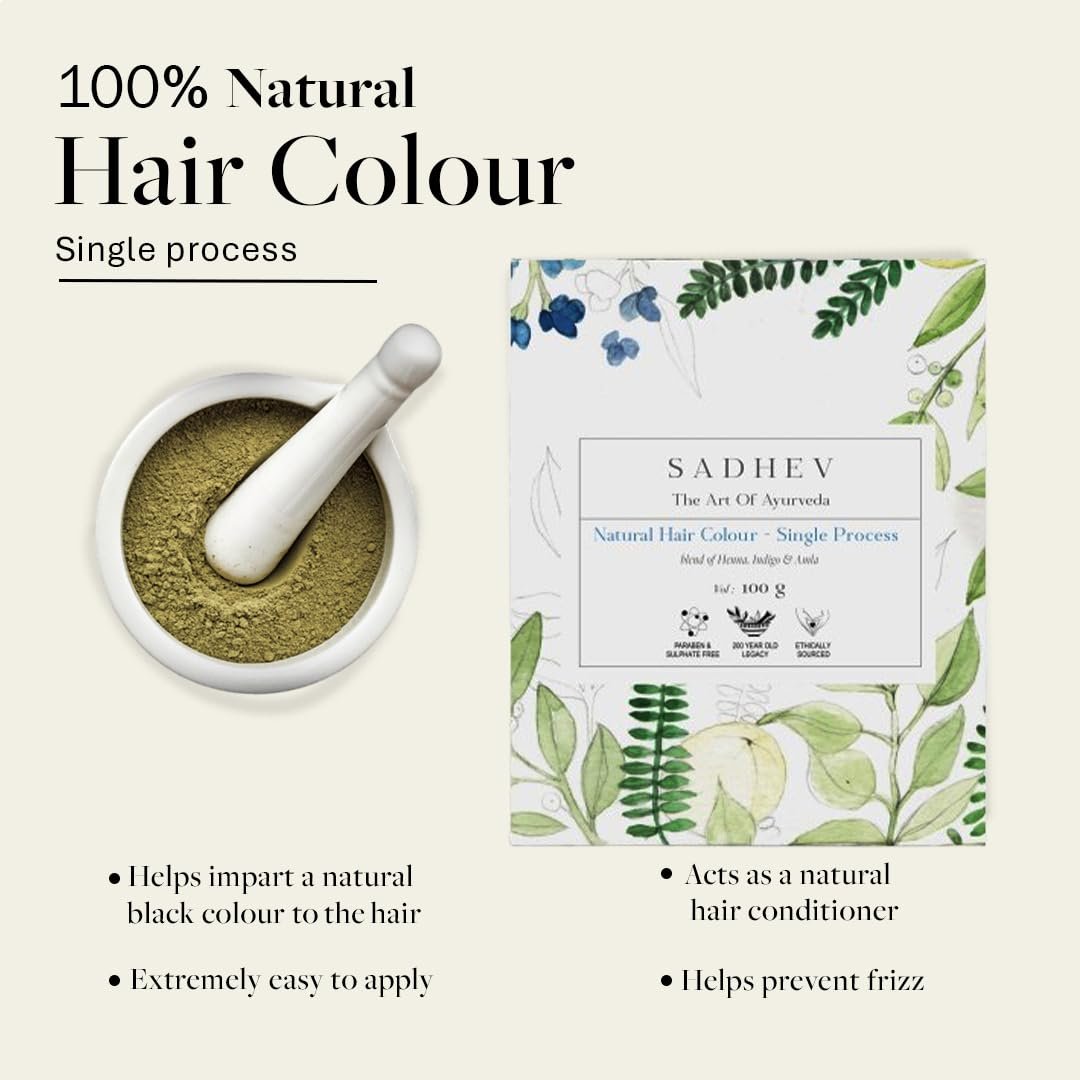 SADHEV Ayurvedic Natural Hair Colour | Single Process | Covers Greys & Whites | Henna - photo 2