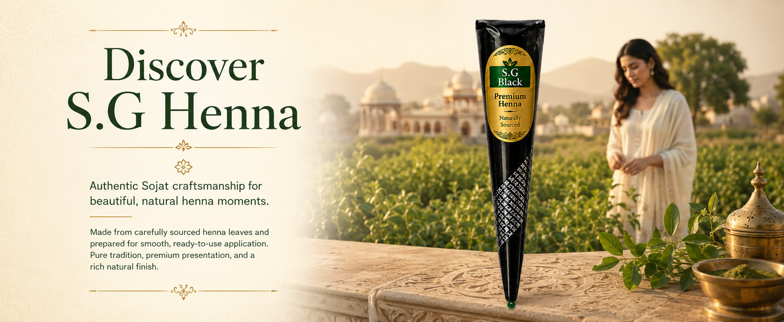 SG-Black Ready-to-Use Mehndi Henna Cones brand banner