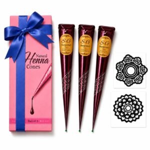 SG-Burgundy Ready-to-Use Mehndi Henna Cones, Pack of 12 - photo 1