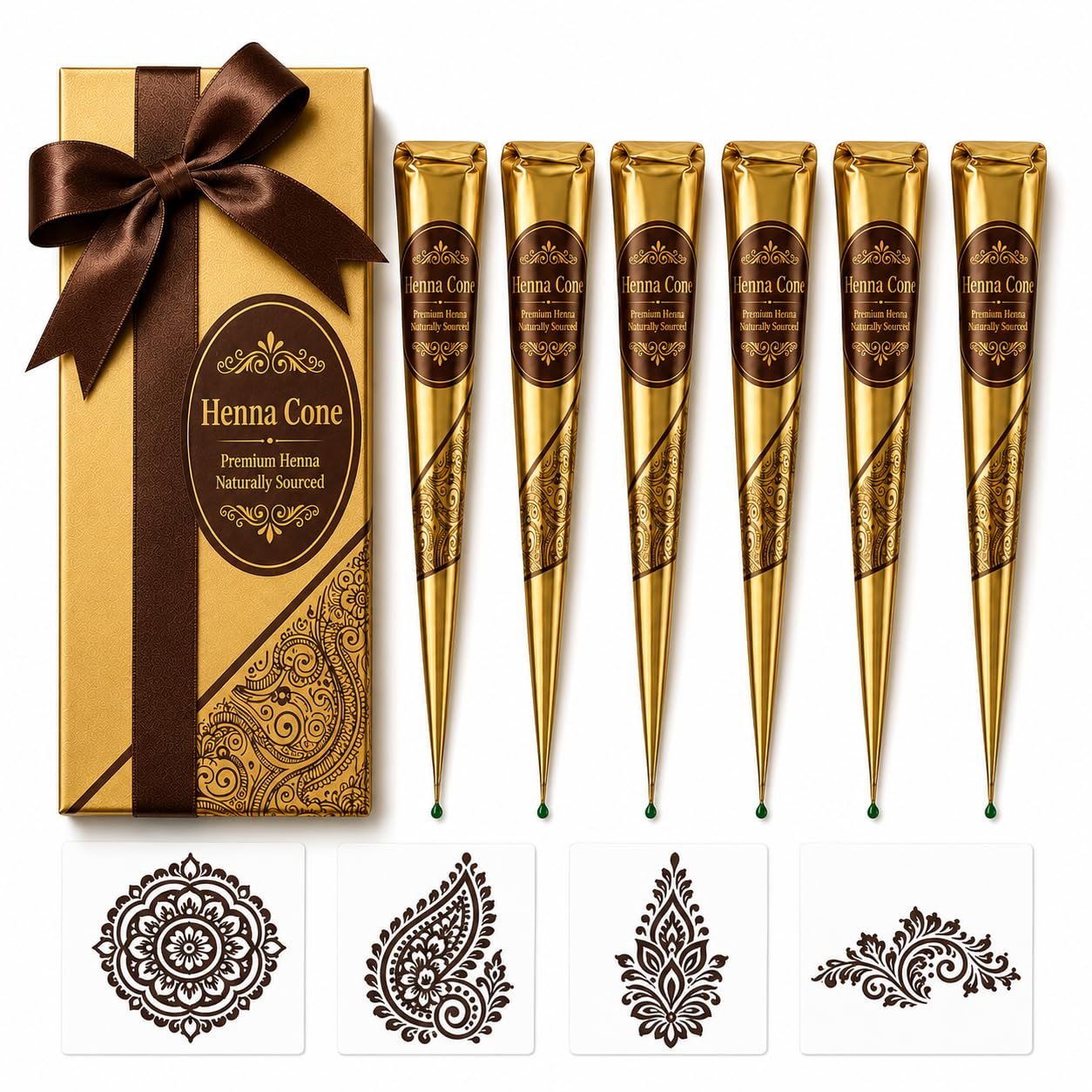 SGGolden Ready-to-Use Mehndi Henna Cones, Pack of 6 - photo 1