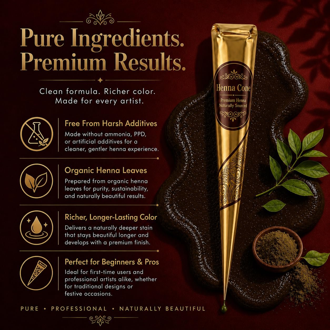 SGGolden Ready-to-Use Mehndi Henna Cones, Pack of 6 - photo 3