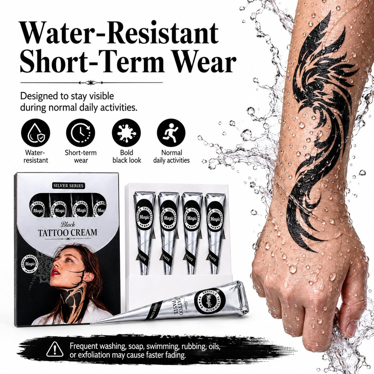 Silver Series Black Temporary Tattoo Cones, Pack of 4 - photo 4