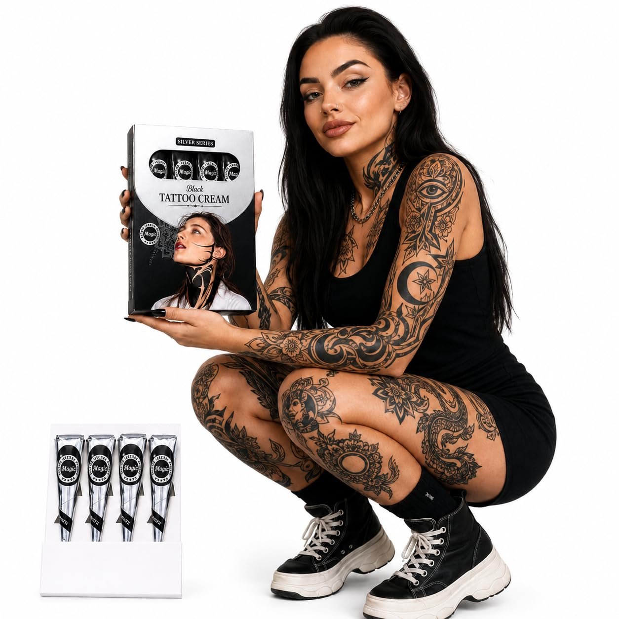 Silver Series Black Temporary Tattoo Cones, Pack of 4 - photo 7