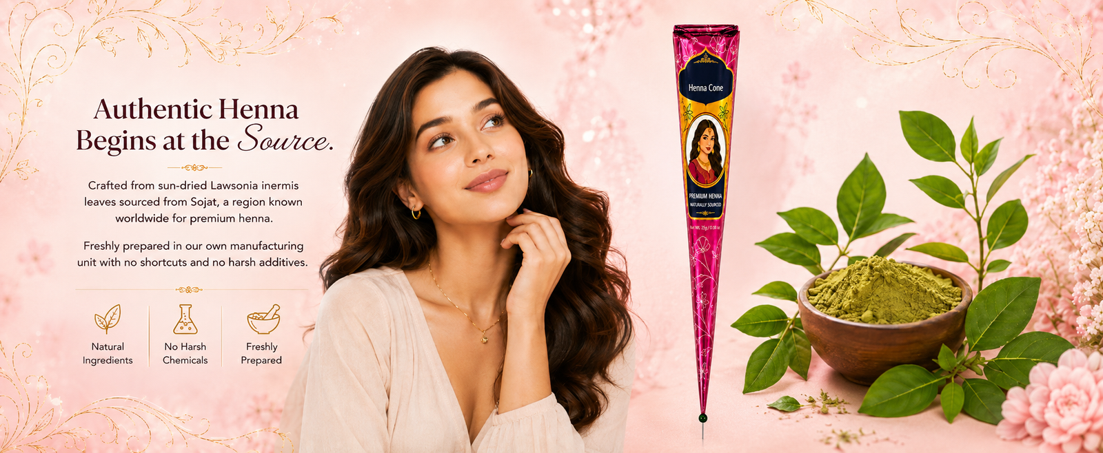 SS Pink Ready-to-Use Mehndi Henna Cones, Pack of 6 brand banner