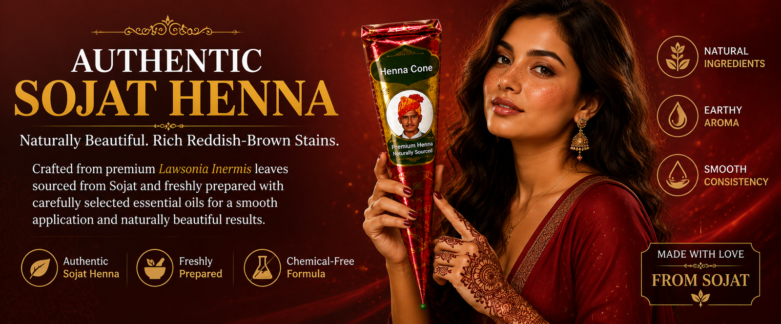 SS Ready-to-Use Mehndi Henna Cones, Pack of 6 brand banner