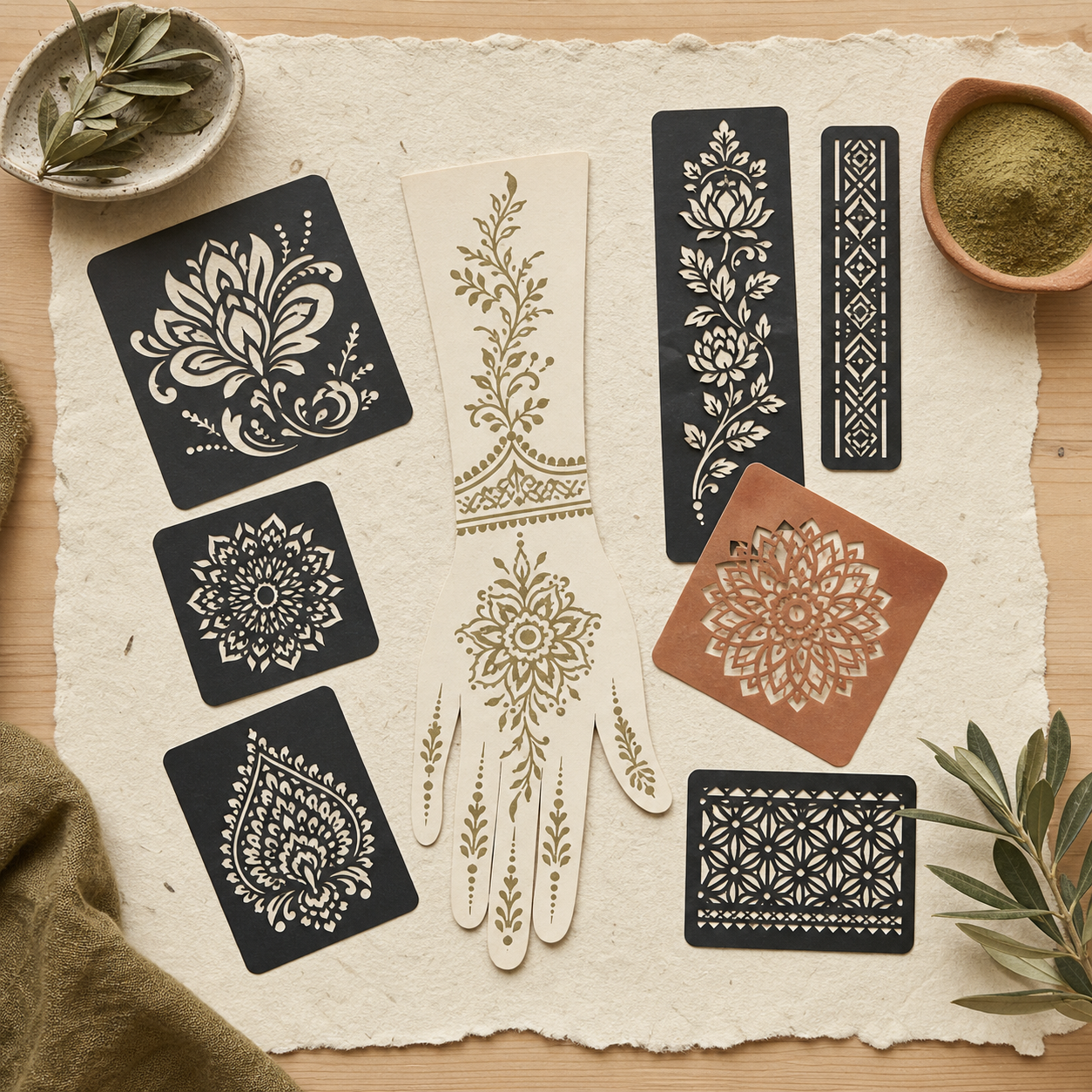 Henna and temporary tattoo stencils
