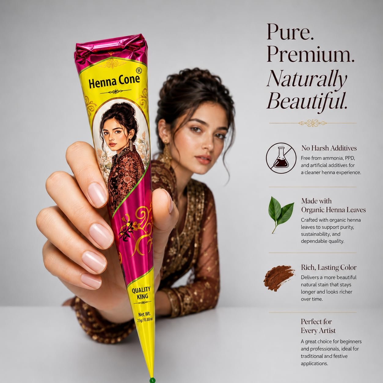 Tej Ready-to-Use Mehndi Henna Cones, Pack of 6 - photo 2