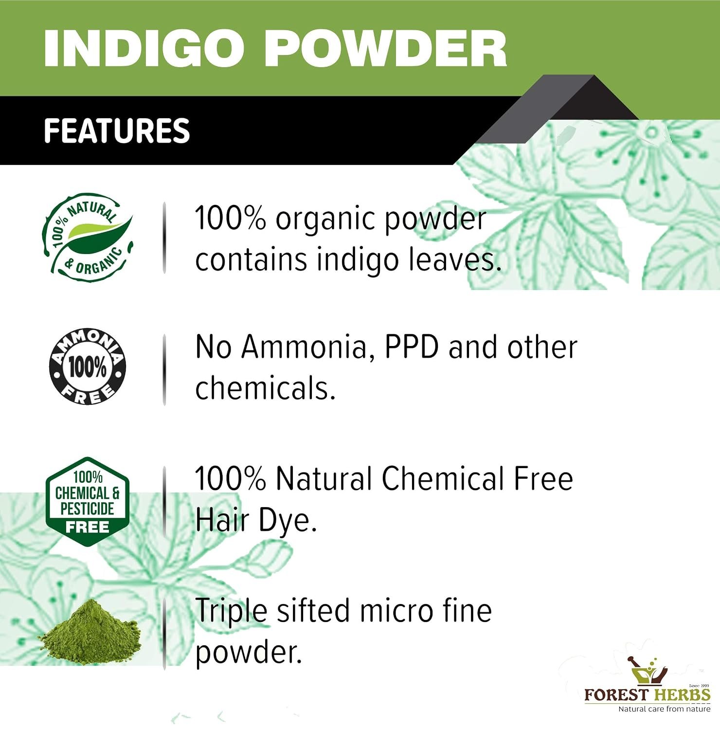 The Forest Herbs Indigo Powder Organic for Hair Black - photo 2