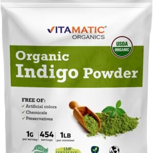 Vitamatic Certified USDA Organic Indigo Powder – 1 lb (16 oz) Chemical-Free Alternative to Synt - photo 1